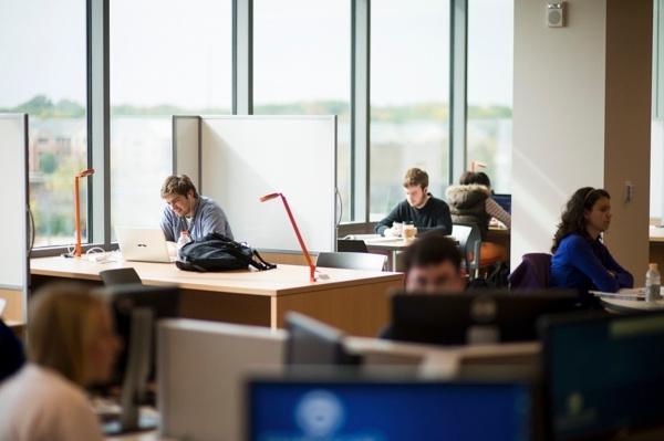 Students studying in the library.